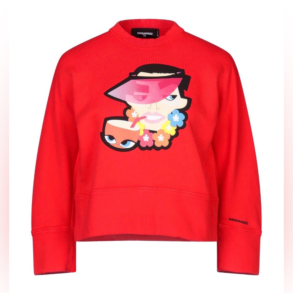 Dsquared2 Vibrant Red Sweatshirt With Artistic Graphic